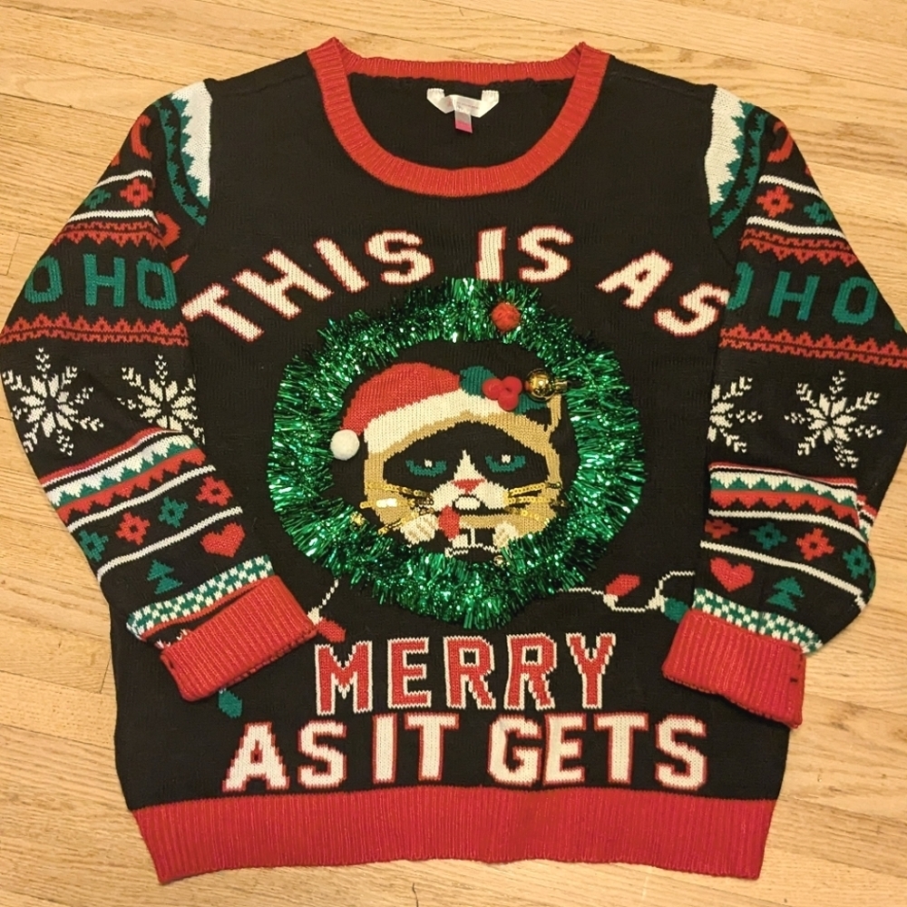 Grumpy cat Christmas sweater